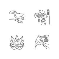 Masquerade masks pixel perfect linear icons set vector