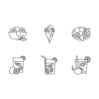 Brazilian cuisine pixel perfect linear icons set vector