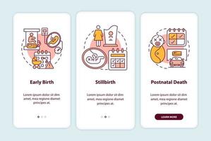 Maternity leave entitlement cases onboarding mobile app page screen vector