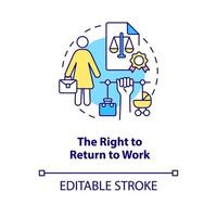 Right to return to work concept icon vector