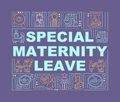 banner de conceptos de palabra púrpura de licencia de maternidad especial vector