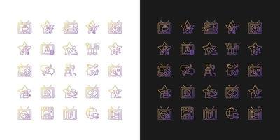 TV show gradient icons set for dark and light mode vector