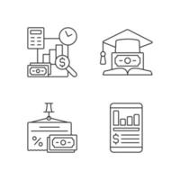 Investment linear icons set vector