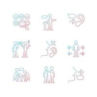 Effective communication gradient linear vector icons set