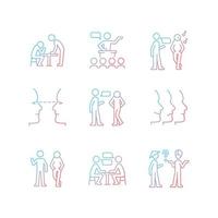 Communication process gradient linear vector icons set