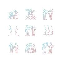 Communication process gradient linear vector icons set