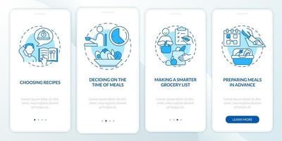 Meal planning basics blue onboarding mobile app page screen vector