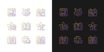 TV gradient icons set for dark and light mode vector