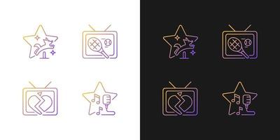 Television series genres gradient icons set for dark and light mode vector