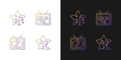 Television series genres gradient icons set for dark and light mode vector