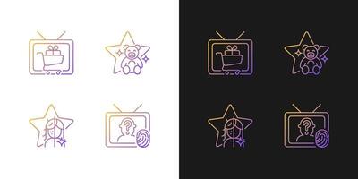 Television gradient icons set for dark and light mode vector