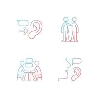 Verbal and nonverbal communication gradient linear vector icons set