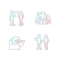 Understanding in communication gradient linear vector icons set