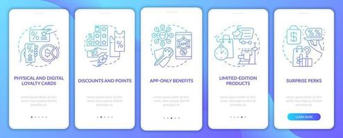 Grocery store loyalty program blue gradient onboarding mobile app page screen vector