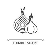 Onion and garlic linear icon vector