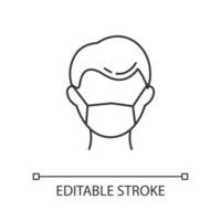 Disposable medical mask linear icon vector