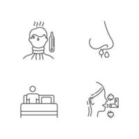 Common cold linear icons set vector