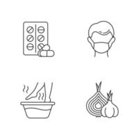 Common cold linear icons set vector