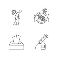 Common cold linear icons set vector