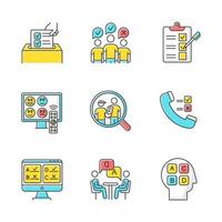 Survey methods color icons set vector