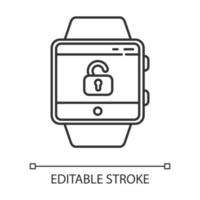 Screen unlocking smartwatch function linear icon vector