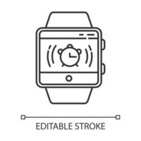 Alarm clock smartwatch function linear icon vector