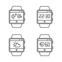 Fitness tracker functions linear icons set vector