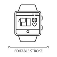 Blood pressure and heart rate tracking smartwatch function linear icon vector