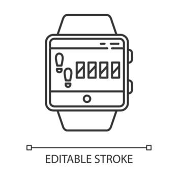 Steps tracking smartwatch function linear icon vector