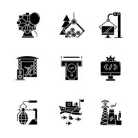 Industry types glyph icons set vector