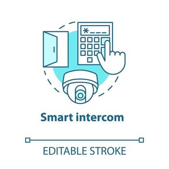 Icono de concepto turquesa de intercomunicador inteligente vector