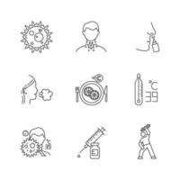 Common cold linear icons set vector