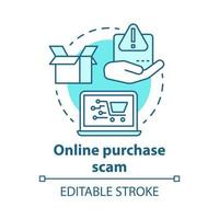 Online purchase scam concept icon vector