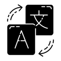 Language translation service glyph icon vector