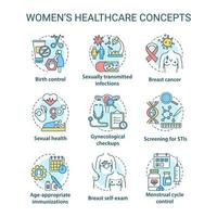 Women healthcare concepts icons set vector