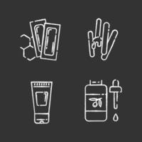 Waxing products chalk icons set vector