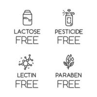 conjunto de iconos lineales de ingrediente libre de producto vector
