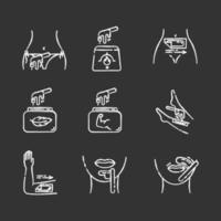 Waxing chalk icons set vector