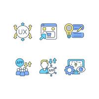 Software development process RGB color icons set vector