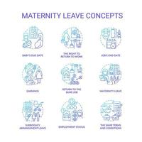 Maternity leave related blue gradient icons set vector