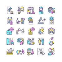 Maternity leave related RGB color icons set vector