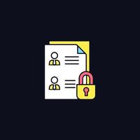 Employee data protection RGB color icon for dark theme vector