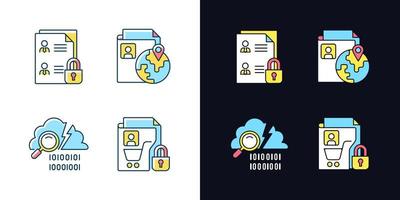 Maintain information security light and dark theme RGB color icons set vector