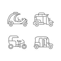 Transporting passengers business linear icons set vector