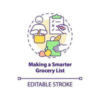 Making smarter grocery list concept icon vector
