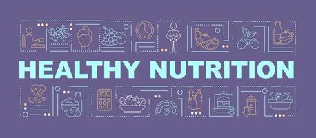 banner de conceptos de palabra púrpura de nutrición saludable vector