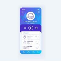 Radio application smartphone interface vector template