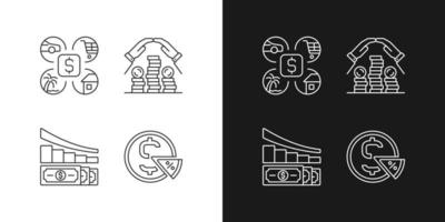 Money spending linear icons set for dark and light mode vector