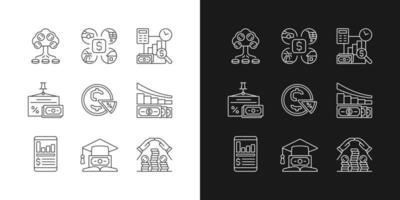 Finance linear icons set for dark and light mode vector