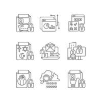 Personal information linear icons set vector